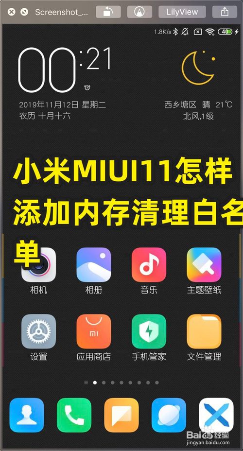 经验分享小米MIUI11如何添加内存清理白名单。