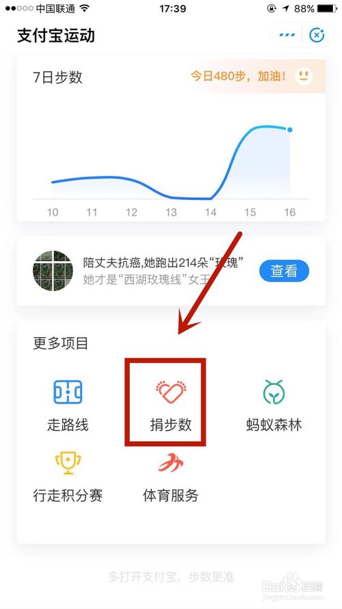 经验分享如何查看支付宝运动的捐步记录。