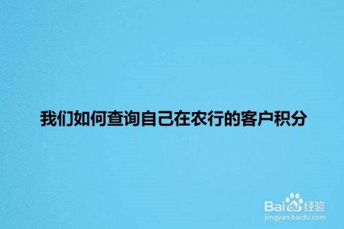 经验分享农行客户积分查询方法介绍。