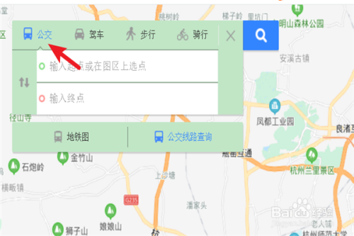 经验分享百度地图怎么搜索公交车路线。