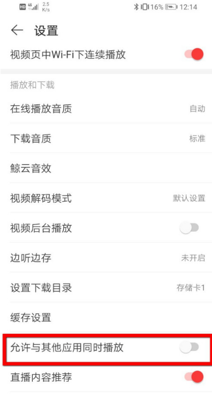 网易云音乐怎么开启与其他应用同时播放