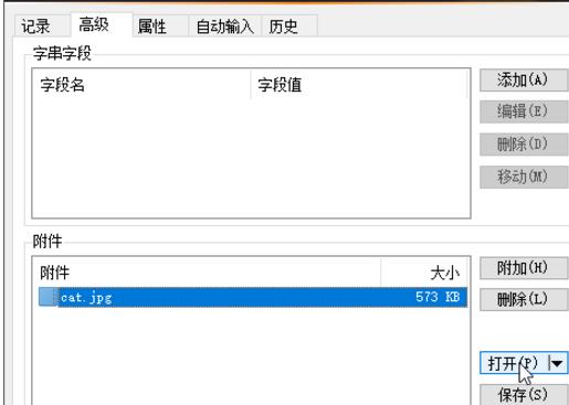 KeePass添加附件的基础操作过程。