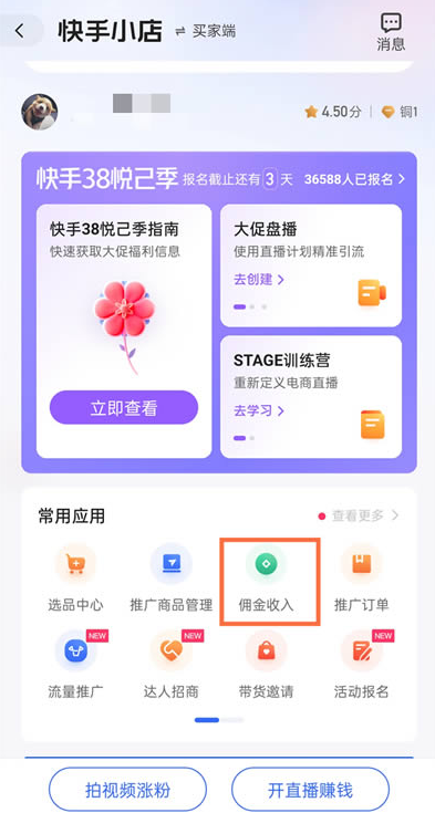 快手小店消费总额怎么查。