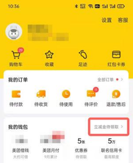 美团立减金在什么地方看。