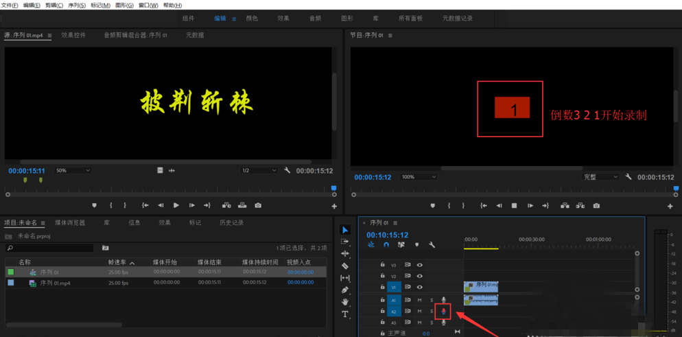 利用premiere录制视频画外音的简单教程。