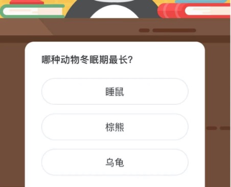 哪种动物冬眠期最长。