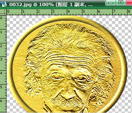 photoshop制作金币效果的操作流程。