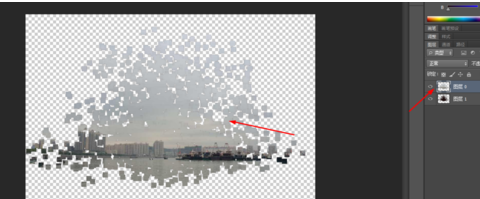 photoshop做出打散相框的操作过程。