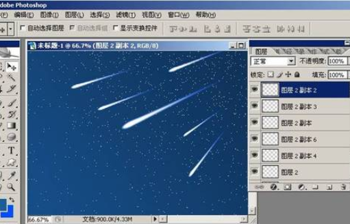 photoshop打造漫天飞舞流星雨效果的图文操作。