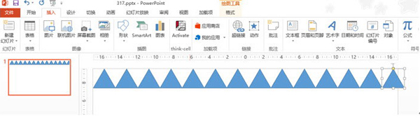 PPT打造作三角形背景效果的图文操作。