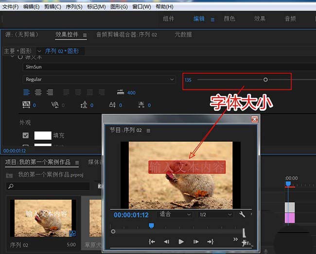 premiere创建文本图层的操作教程。