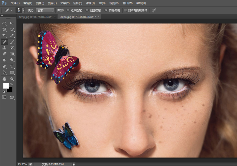 PS修图之消除皮肤斑点，可用污点修复工具