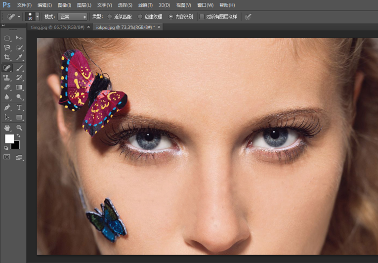 PS修图之消除皮肤斑点，可用污点修复工具