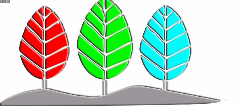 ps做出彩色卡通树木图标的操作流程。