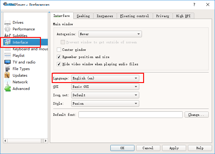 SMPlayer设置中文模式的操作过程。
