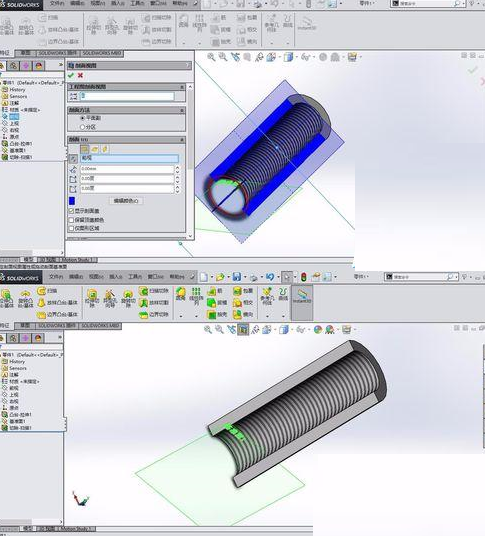 solidworks做出内螺纹的具体操作。