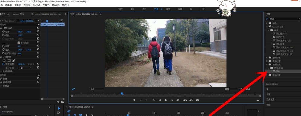 视频调色之彩色画面黑白化,看一遍就学会