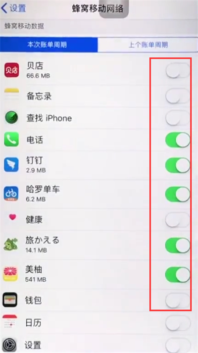 说说6苹果6plus关闭APP使用移动数据的操作方法。