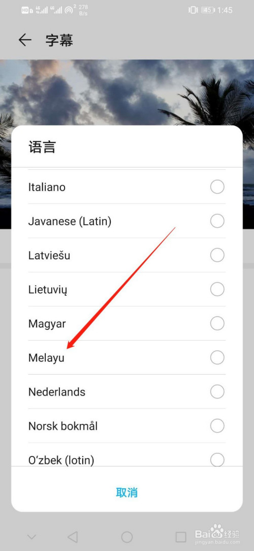 说说6华为手机如何设置字幕语言为Melayu。