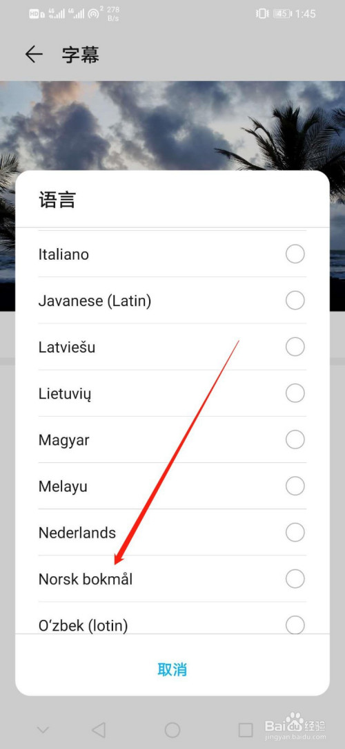 说说6华为手机如何设置字幕语言为Norsk bokmal。