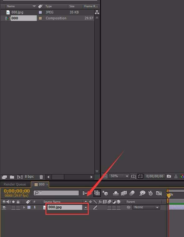 说说6Adobe After Effects合成窗口导入一张图片的操作教程 说说6跳舞