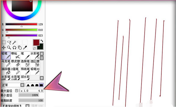 说说6sai绘图软件使用铅笔笔刷的操作教程