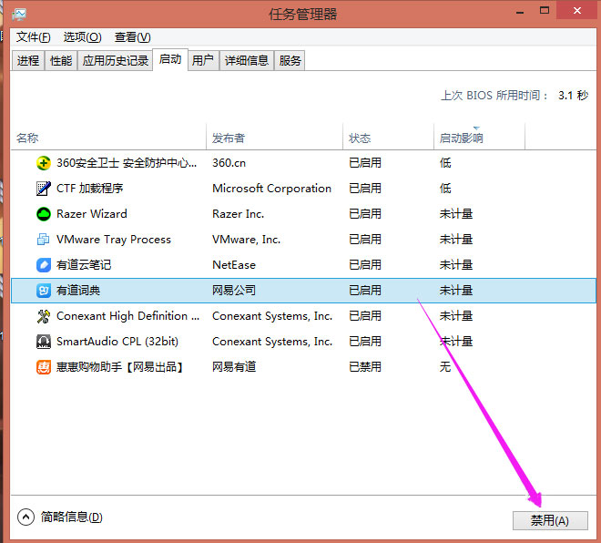 说说6Win8系统下有道词典开机自启动如何关闭