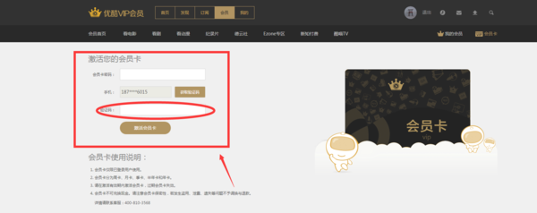 说说6优酷会员票券码如何使用。