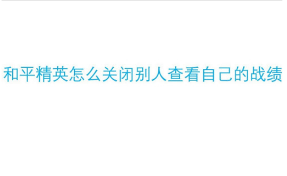 和平精英战绩不显示怎么设置