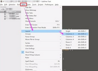 sublime text3进行分屏的简单操作。