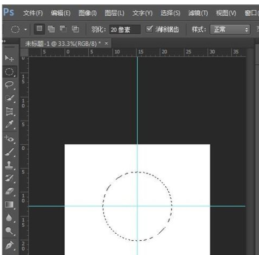 使用photoshop画圆的操作流程。