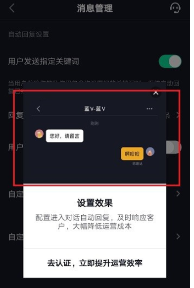 体验抖音自动回复功能，一键回复私信，节省时间