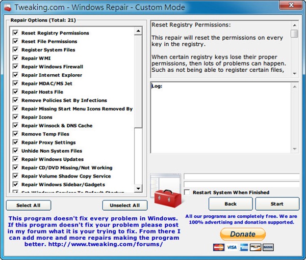 windows repair的详细使用操作讲解。