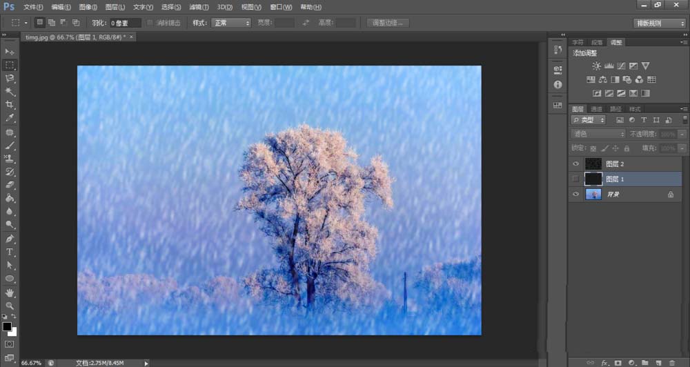 我来分享PS为风景图加上飞雪效果的操作教程