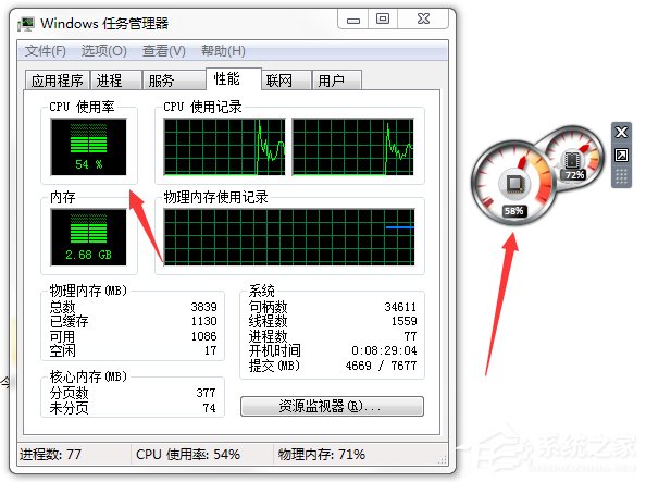 我来分享Windows7系统CPU仪表盘怎么打开