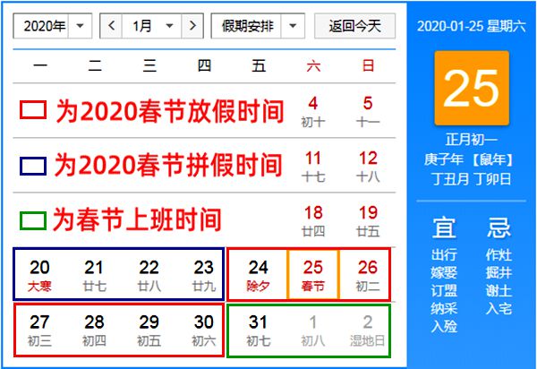 我来分享2020年春节几号开始放假。