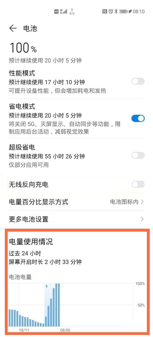 华为手机怎样查看电池使用情况?华为手机查看电池使用情况步骤截图