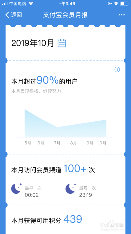 我来说说新版手机支付宝怎么查看会员积分月报。