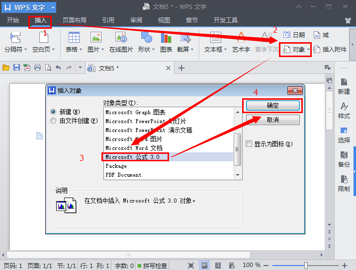 WPS使用公式编辑器的详细操作。