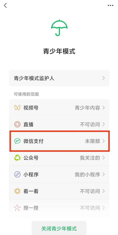 微信青少年模式怎么设置限制付款 微信青少年模式怎么关闭密码忘了怎么办