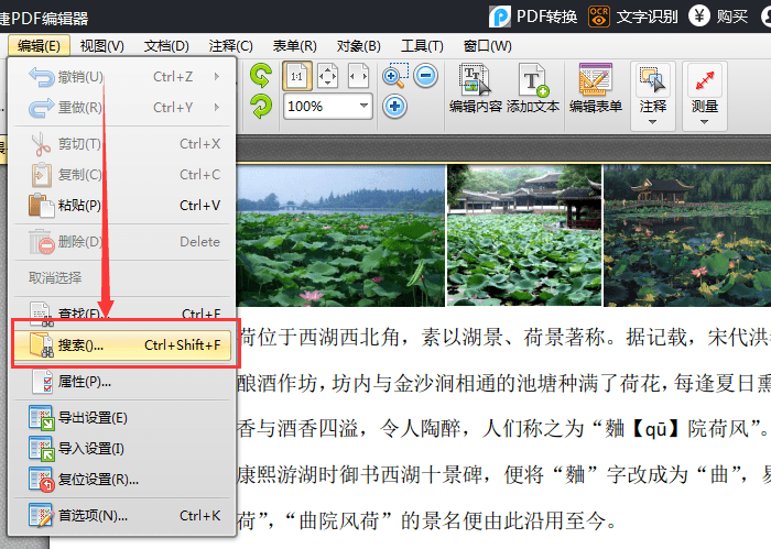 小编教你迅捷pdf编辑器在PDF文件中搜关键词的操作方法