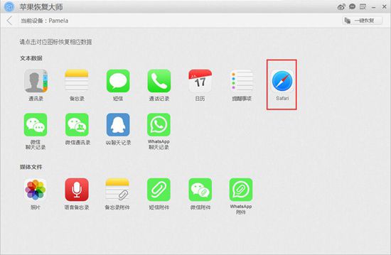小编教你苹果恢复大师恢复ipad中Safari的具体操作步骤