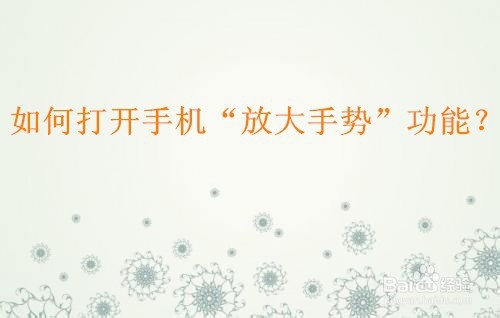 小编教你怎么打开手机放大手势功能。
