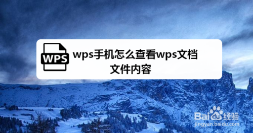 小编教你wps如何查看wps文档文件内容。