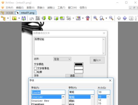 xnview给图片上加文本的操作过程。