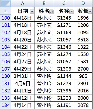 在excel中筛选的简单操作。