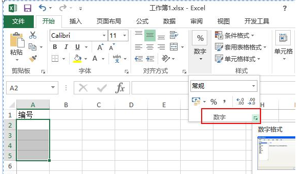 在Excel工作表中输入0开头数字的操作过程。