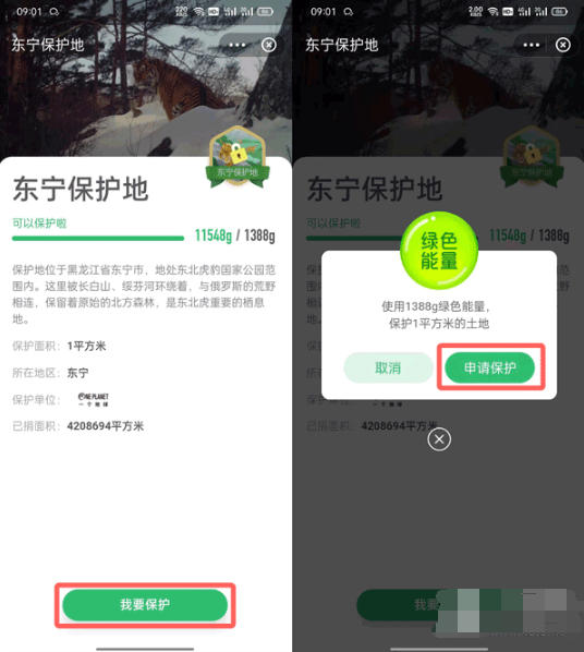 支付宝东宁保护地如何领。