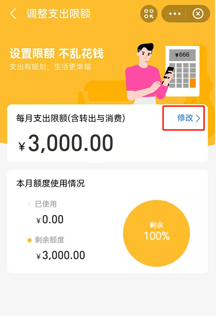 支付宝小荷包如何更改每月使用金额。