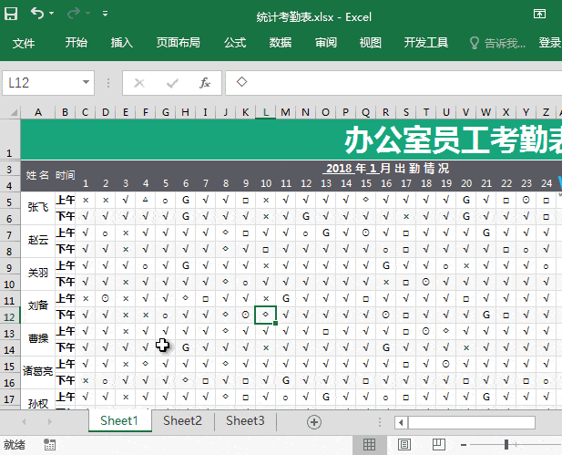 制作员工考勤表并不难，牢记这个函数
